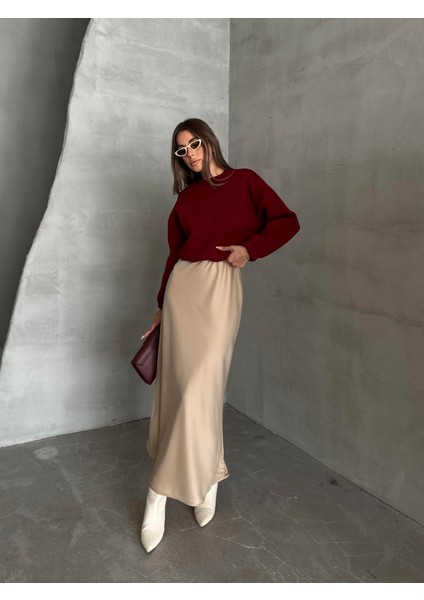 Maxi Boy Saten Etek Bej modelleri