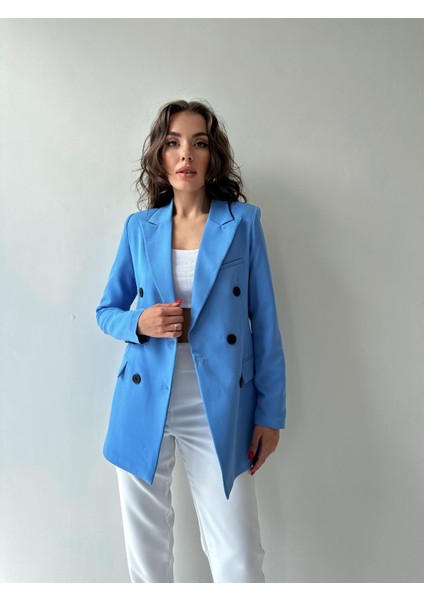 Atlas Kruvaze Blazer Ceket Mavi