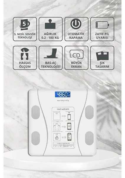 Beyaz Renk Bluetooth Özellikli Akıllı Tartı modelleri