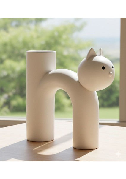 3D Baskı Minimalist Kedi Figürlü Dekoratif Vazo – Modern Tasarım Ev & Ofis Aksesuarı fiyatları