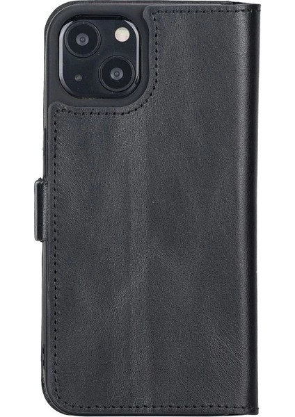 Apple iPhone 13 Uyumlu Deri Cüzdanlı Kılıf Rustik Siyah modelleri