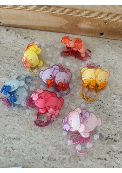 Şeffaf Renkli Ayıcık Figürlü Lastik Toka Ikili modelleri