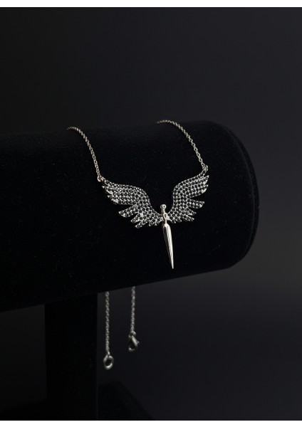 925 Ayar Gümüş Rodyum Kaplamalı Kuş Figürlü Zirkon Taşlı Kadın Kolye (Rodyum Kaplamalı)