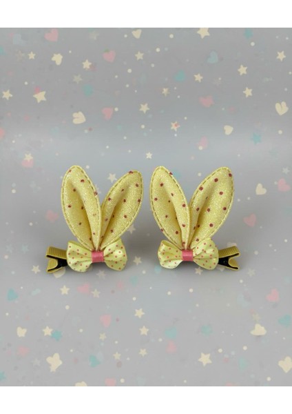 Puantiye Detaylı Tavşan Kulak Saç Tokası 2'li