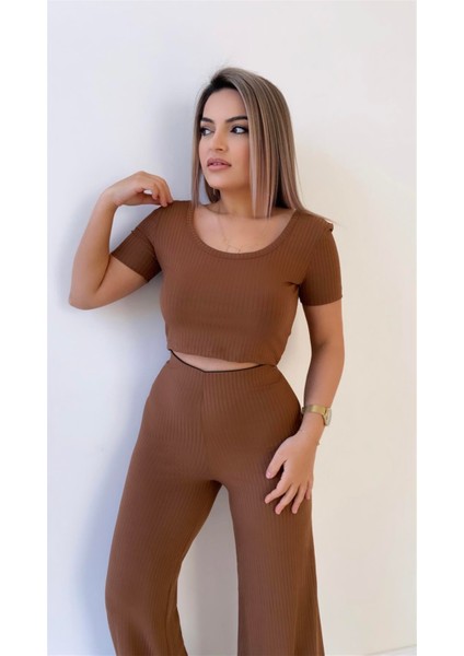 Kısa Kol Kaşkorse Bluz Kahverengi modelleri