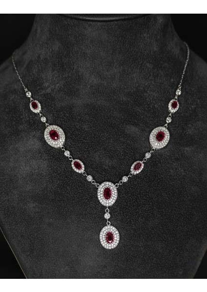 925 Ayar Bordo Zirkon Taşlı kadın Gümüş Su Yolu Düğün Takı Seti indirimleri