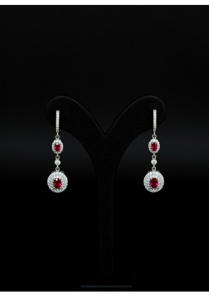 925 Ayar Bordo Zirkon Taşlı kadın Gümüş Su Yolu Düğün Takı Seti