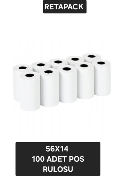 56X14 Termal Yazarkasa Pos Rulosu - 100 Adet Rulo/10 Paket indirimleri