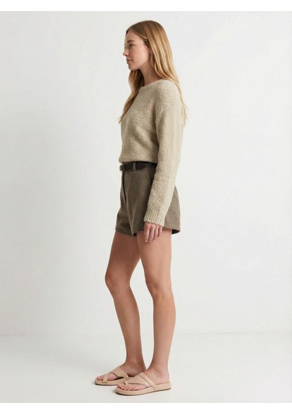 Kadın Kısa Kaşe Şort Kahverengi fiyatları