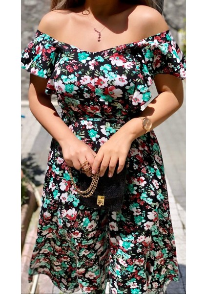 Kalp Yaka Asimetrik Viskon Elbise Siyah fiyatları