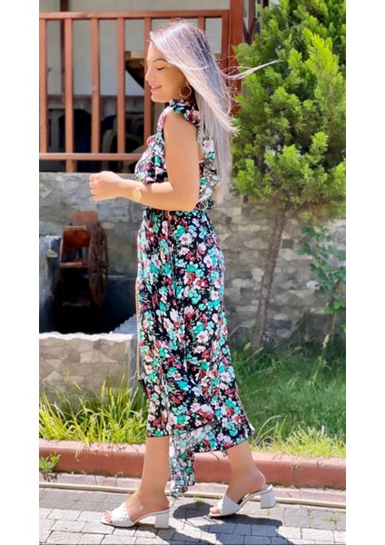 Kalp Yaka Asimetrik Viskon Elbise Siyah modelleri