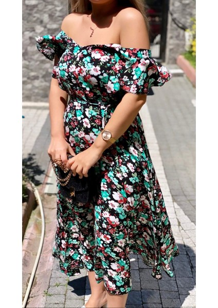 Kalp Yaka Asimetrik Viskon Elbise Siyah fırsatları