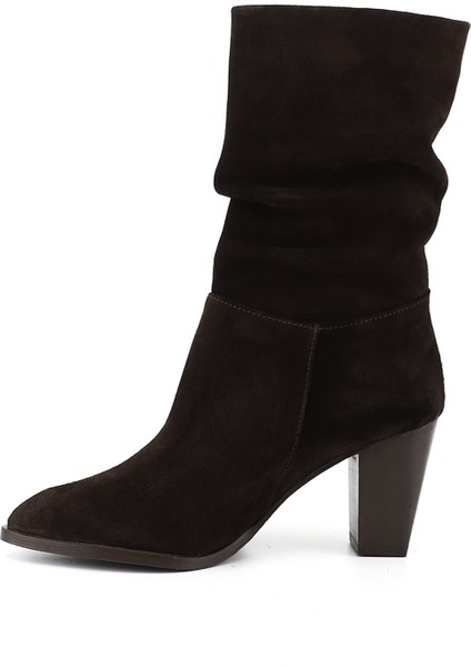 Kadın Kahve Süet Sivri Burun Körüklü Kalın Topuklu Hakiki Deri Çizme fırsatları