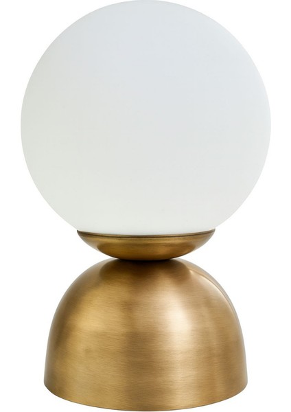 Minimalist Şıklık: Eskitme Metal Gövdeli Glob Beyaz Cam Masa Lambası