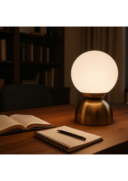 Minimalist Şıklık: Eskitme Metal Gövdeli Glob Beyaz Cam Masa Lambası fiyatları