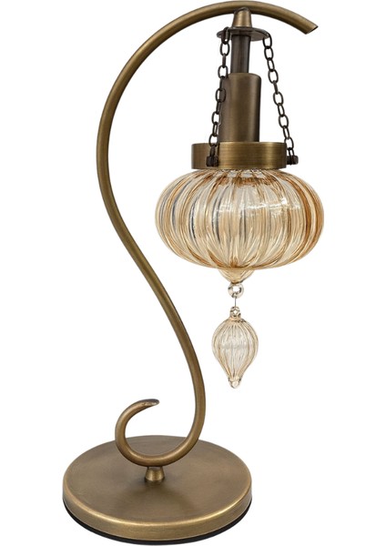 El Yapımı Üfleme Cam! Eskitme Görünümlü Antik Masa Lambası