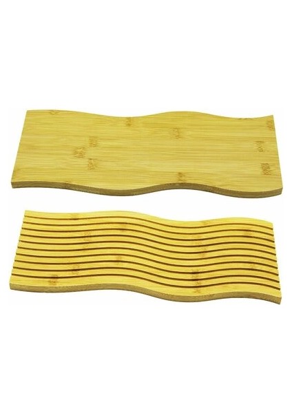 Dalgalı Çift Taraf Tasarımlı Ahşap Sunum Tepsisi