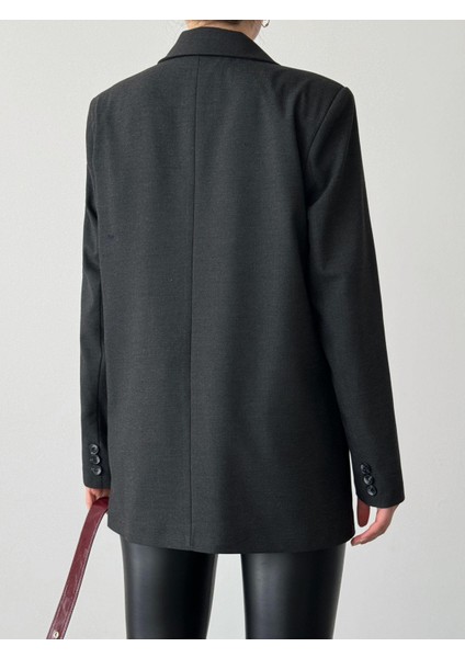 Çift Düğme Polyviskon Oversize Ceket Antrasit fırsatları