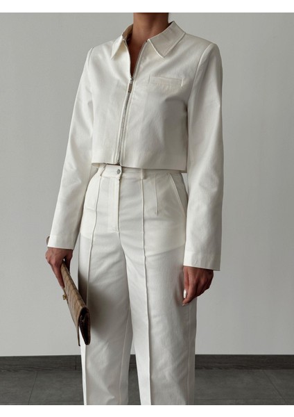 Denim Gabardin Takım Ekru modelleri