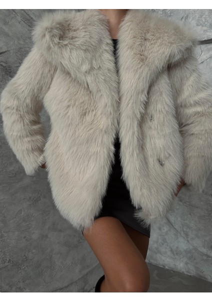 Geniş Yaka Premium Kürk Kaban Taş fırsatları