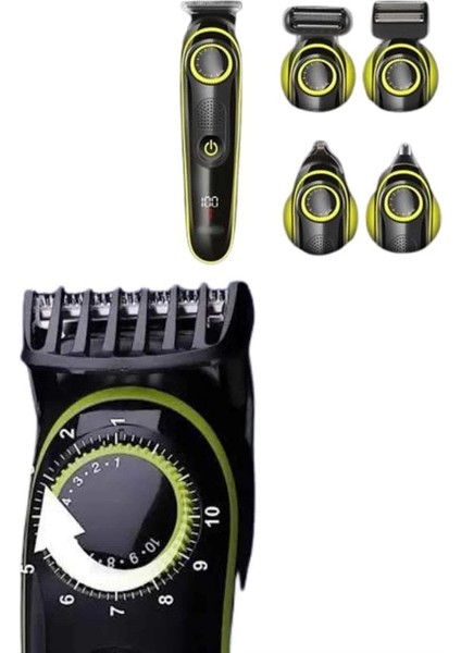 5 Başlıklı Şarjlı Tıraş Makinesi LED Ekran Saç Sakal Ense Tıraşına Uygun Bakım Seti fırsatları