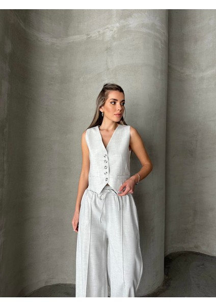 Pensli Polyviskon Yelek Gri fiyatları