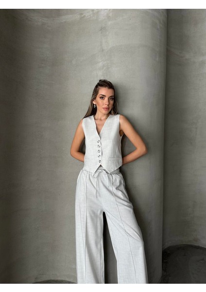 Pensli Polyviskon Yelek Gri modelleri