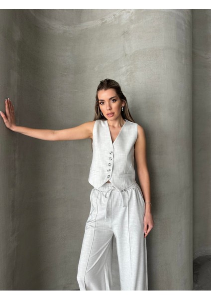 Pensli Polyviskon Yelek Gri indirimleri