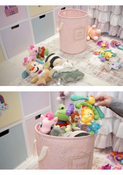 Oyuncak Sepeti/kirli Çamaşır Sepeti 46X31 cm Bebek Odası Düzenleyici Torbalı Sepet fiyatları