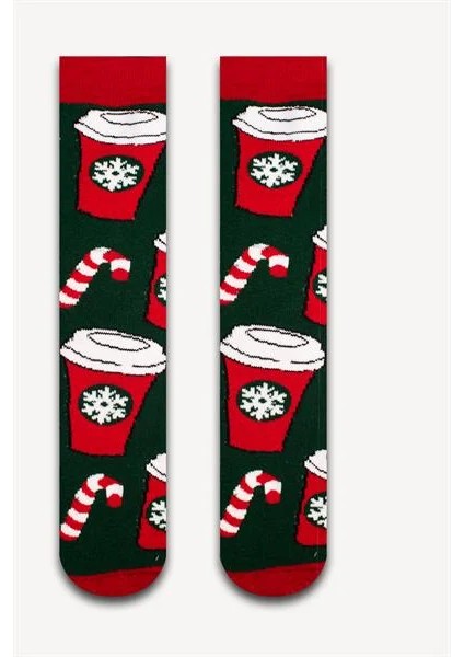 Noel Coffe Renkli Havlu Çorap