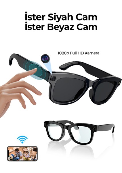 R1 Pro Akıllı Gözlük Kameralı Yapay Zeka,müzik Dinleme,telefon ile Konuşma Bluetooth