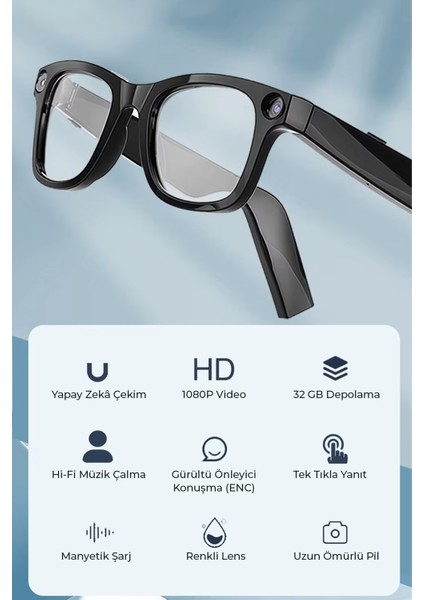 R1 Pro Akıllı Gözlük Kameralı Yapay Zeka,müzik Dinleme,telefon ile Konuşma Bluetooth modelleri