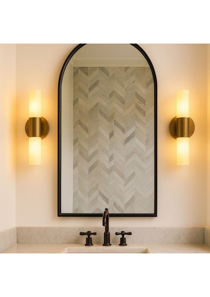 Beyaz Cam ve Metal Eskitme Duvar Apliği modelleri