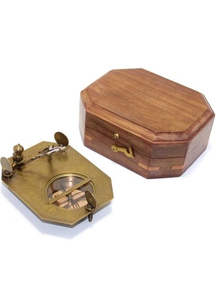 Ahşap Kutulu Pirinç Pusula Model 6
