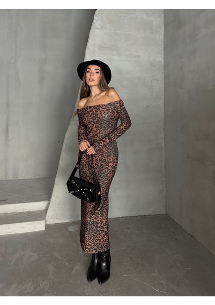 Madonna Yaka Leopar Elbise Kahverengi fırsatları