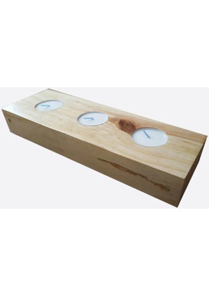 Üçlü Ahşap Mumluk