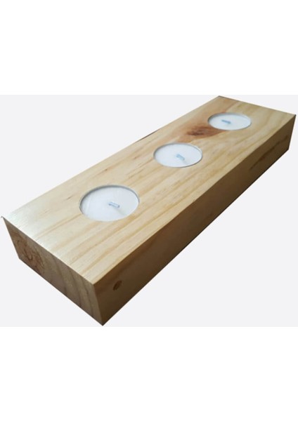 Üçlü Ahşap Mumluk fiyatları