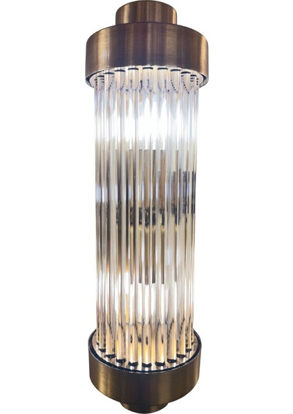 Lüks Uzun Form: Eskitme Metal Gövdeli Cam Çubuklu Duvar Apliği