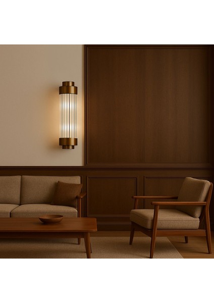 Lüks Uzun Form: Eskitme Metal Gövdeli Cam Çubuklu Duvar Apliği fiyatları