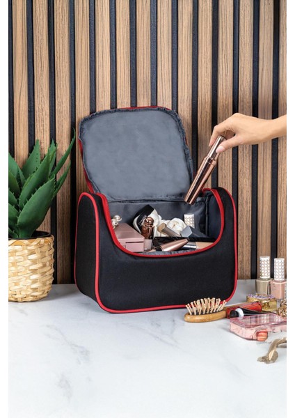 Tutma Kollu Geniş Iç Hacimli Kozmetik Makyaj Çantası Seyahat Seti Aksesuar Düzenleyici 24X21X15 cm