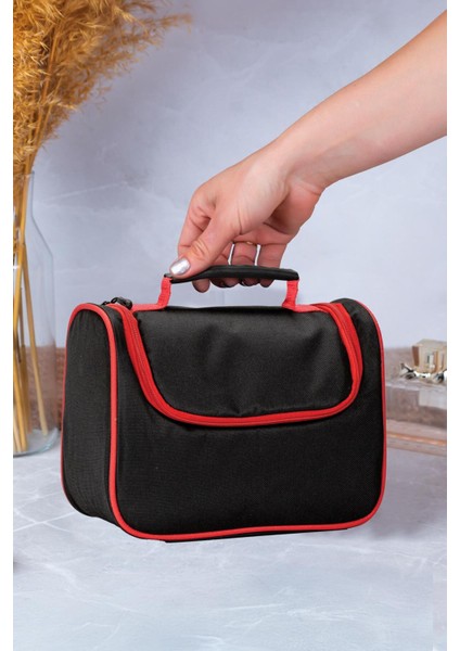 Tutma Kollu Geniş Iç Hacimli Kozmetik Makyaj Çantası Seyahat Seti Aksesuar Düzenleyici 24X21X15 cm