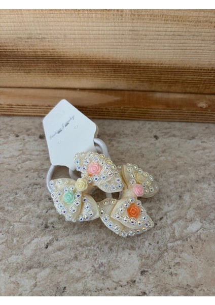 Pırıltılı Kurdela ve Pastel Gül Detaylı Toka Seti (Çift) fiyatları