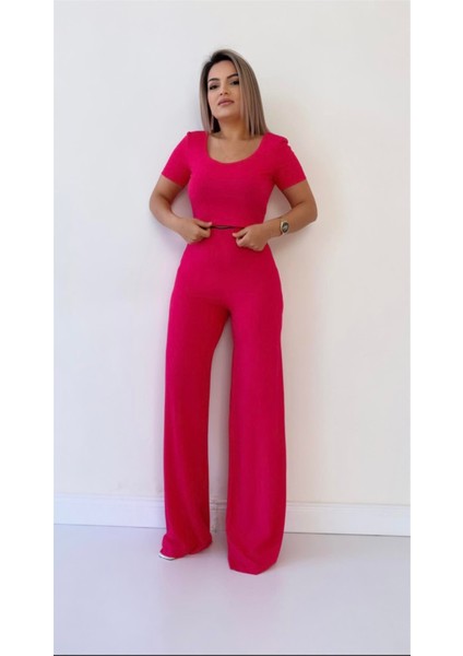 Kısa Kol Kaşkorse Bluz Fuşya