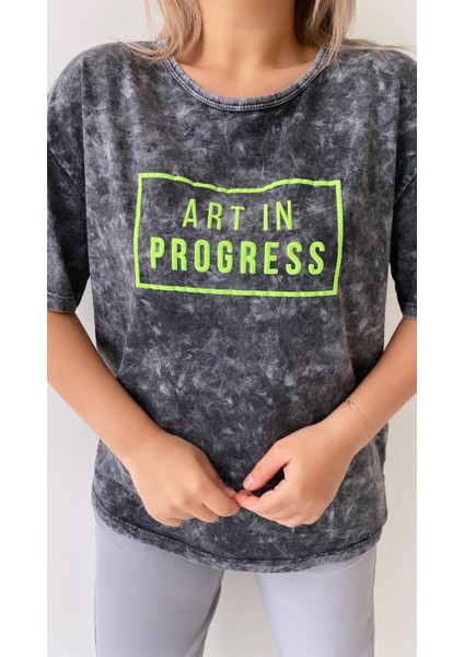 Yıkamalı Art In Progress Tişört Antrasit fiyatları