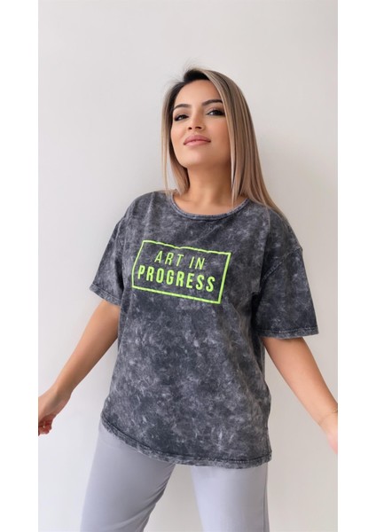 Yıkamalı Art In Progress Tişört Antrasit fırsatları