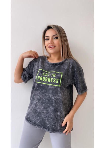 Yıkamalı Art In Progress Tişört Antrasit indirimleri