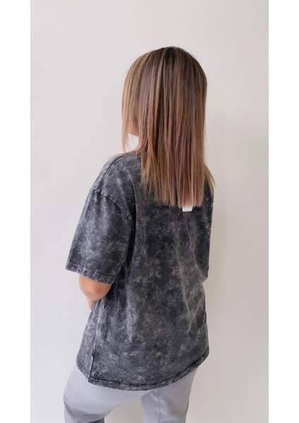 Yıkamalı Art In Progress Tişört Antrasit