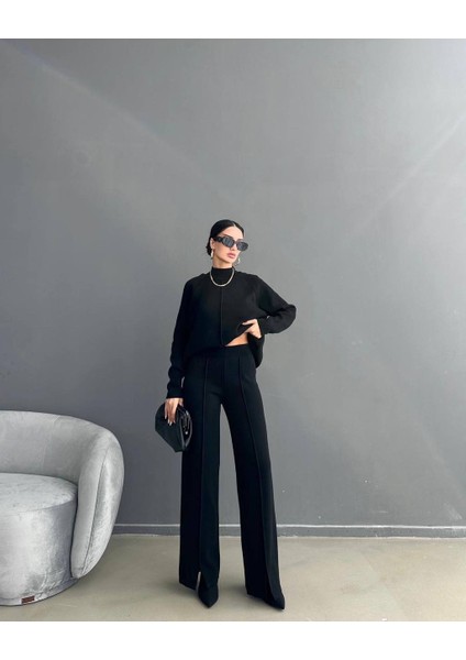 Yarım Balıkçı Yaka Triko Takım (Kazak-Pantolon) fırsatları