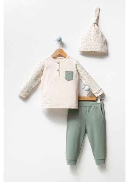 Sevimli Fil Baskılı Önden Düğmeli 2li Takım