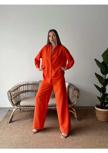 Bürümcük Gömlek Pantolon Takım Turuncu indirimleri